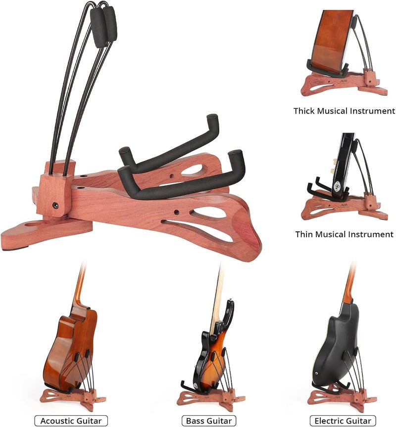 DIDA Guitar Stand, Guitar Stand for Acoustic Guitar, Foldable Wooden Guitar Floor Stand with Non-slip Rubber and Soft Foam, Portable Musical Instrument Holder (Rosewood) - Image 4